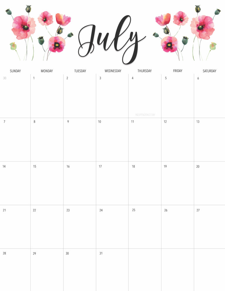 Welcome July+ Free July 2019 Printable Calendar!