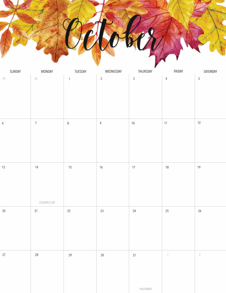 Welcome October + Free October 2019 Printable Calendar!